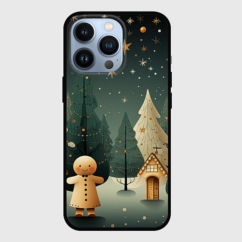 Чехол iPhone 13 Pro Снежный городок с горками / 3D-Черный – фото 1