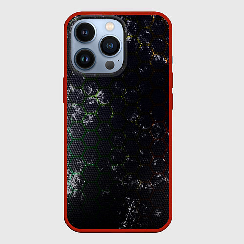 Чехол iPhone 13 Pro Черные узоры / 3D-Красный – фото 1