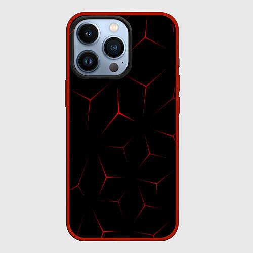 Чехол iPhone 13 Pro Красный кибер узор / 3D-Красный – фото 1