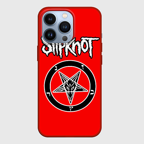 Чехол iPhone 13 Pro Slipknot пентаграмма / 3D-Красный – фото 1