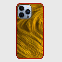 Чехол для iPhone 13 Pro Текстура желтой шерсти, цвет: 3D-красный