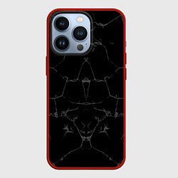 Чехол для iPhone 13 Pro Чёрные трещины, цвет: 3D-красный