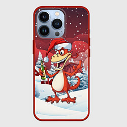 Чехол для iPhone 13 Pro Красный дракончик с шампанским, цвет: 3D-красный