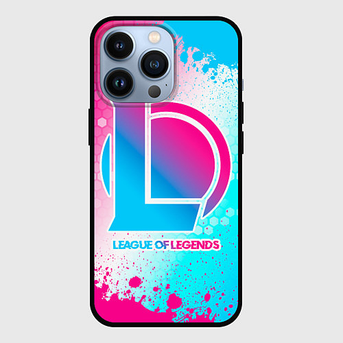 Чехол iPhone 13 Pro League of Legends neon gradient style / 3D-Черный – фото 1