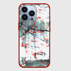 Чехол для iPhone 13 Pro Узоры на мраморе, цвет: 3D-красный