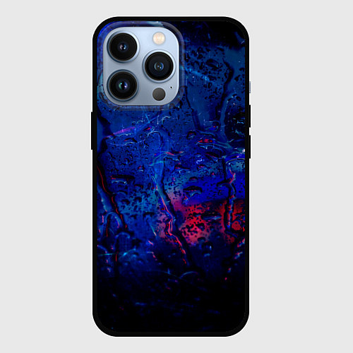 Чехол iPhone 13 Pro Капли воды на стекле / 3D-Черный – фото 1