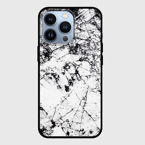 Чехол iPhone 13 Pro Белый мрамор / 3D-Черный – фото 1