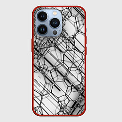 Чехол для iPhone 13 Pro Зеркальные узоры, цвет: 3D-красный