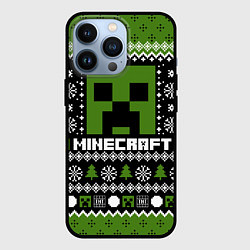 Чехол для iPhone 13 Pro Minecraft christmas sweater, цвет: 3D-черный