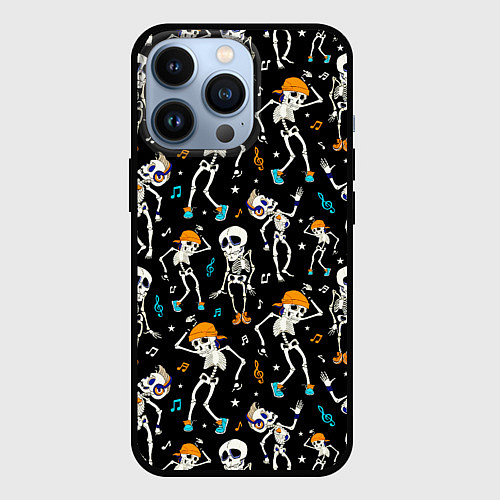 Чехол iPhone 13 Pro Танцующие скелеты на вечеринке / 3D-Черный – фото 1