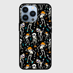 Чехол для iPhone 13 Pro Танцующие скелеты на вечеринке, цвет: 3D-черный