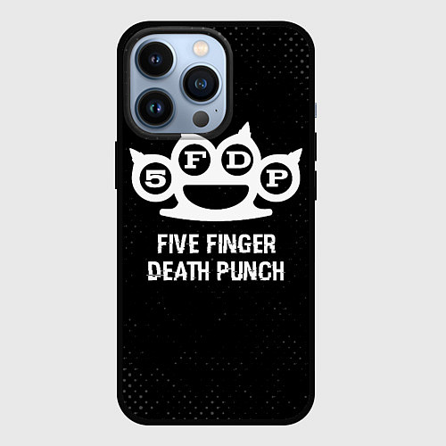 Чехол iPhone 13 Pro Five Finger Death Punch glitch на темном фоне / 3D-Черный – фото 1