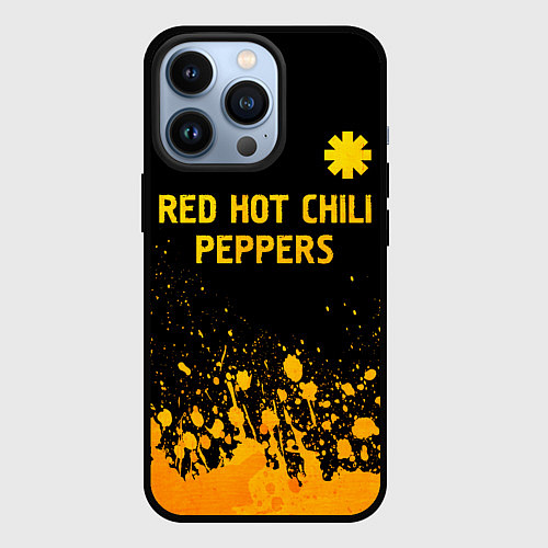 Чехол iPhone 13 Pro Red Hot Chili Peppers - gold gradient посередине / 3D-Черный – фото 1