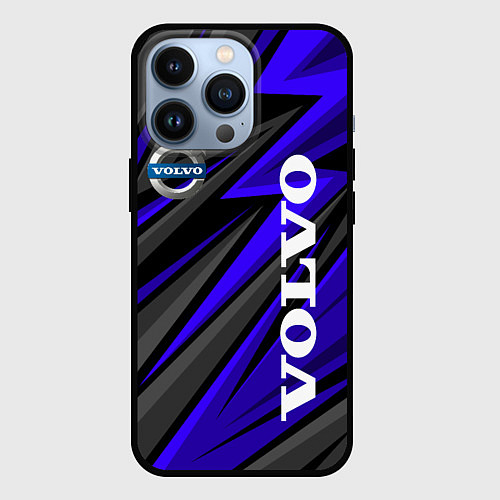 Чехол iPhone 13 Pro Volvo - Синий спортивный / 3D-Черный – фото 1
