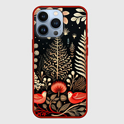 Чехол для iPhone 13 Pro Елочные узоры нового года, цвет: 3D-красный