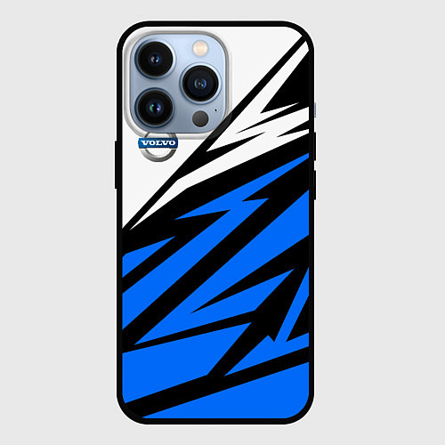 Чехол iPhone 13 Pro Volvo - white and blue / 3D-Черный – фото 1