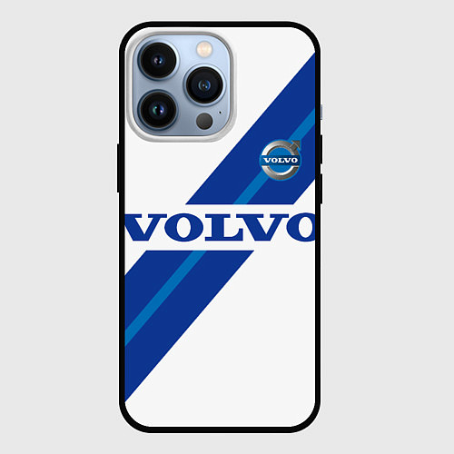 Чехол iPhone 13 Pro Volvo - white and blue / 3D-Черный – фото 1