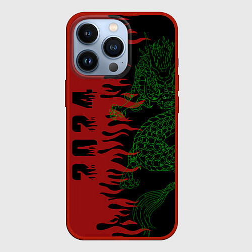 Чехол iPhone 13 Pro Зеленый дракон - 2024 / 3D-Красный – фото 1