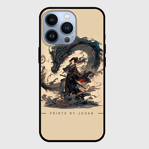 Чехол iPhone 13 Pro Дракон и меч / 3D-Черный – фото 1