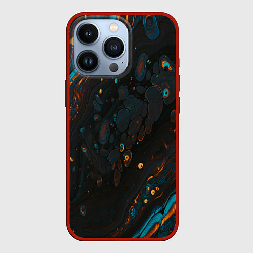 Чехол iPhone 13 Pro Разводы на нефтяной луже / 3D-Красный – фото 1