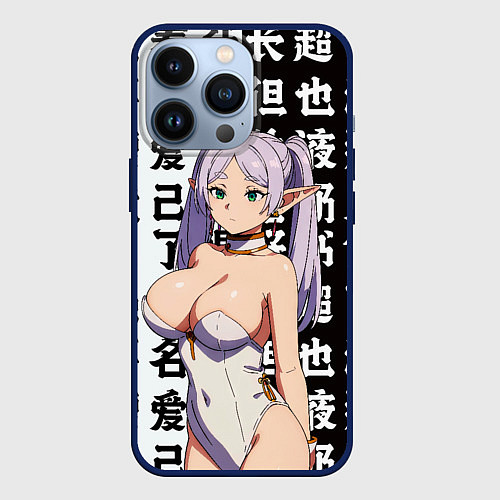 Чехол iPhone 13 Pro Фрирен зайчик / 3D-Тёмно-синий – фото 1