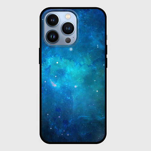 Чехол iPhone 13 Pro Голубой космос / 3D-Черный – фото 1