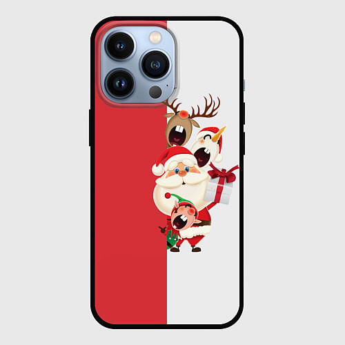 Чехол iPhone 13 Pro Новогодние персонажи / 3D-Черный – фото 1