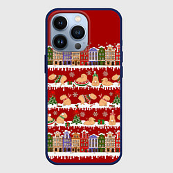 Чехол для iPhone 13 Pro Капибара на Новый год, цвет: 3D-тёмно-синий