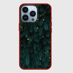 Чехол для iPhone 13 Pro Ёлка и гирлянды, цвет: 3D-красный