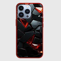 Чехол для iPhone 13 Pro Черные камни с красными кристаллами, цвет: 3D-красный