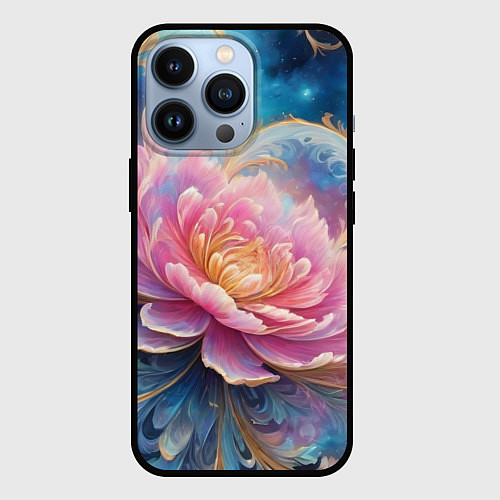 Чехол iPhone 13 Pro Цветок в космосе / 3D-Черный – фото 1