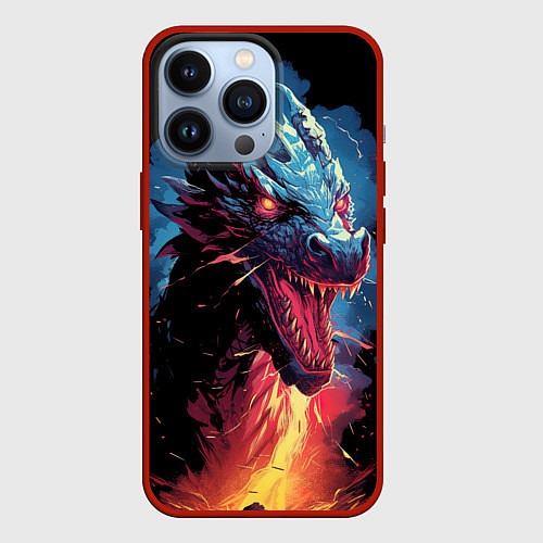 Чехол iPhone 13 Pro Дракон зимнего волшебства 2024 / 3D-Красный – фото 1