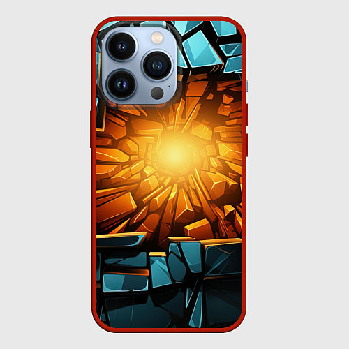 Чехол iPhone 13 Pro Геометрическая огненная яма иллюзия / 3D-Красный – фото 1