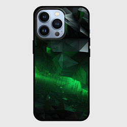 Чехол iPhone 13 Pro Асимметрия зеленого узора