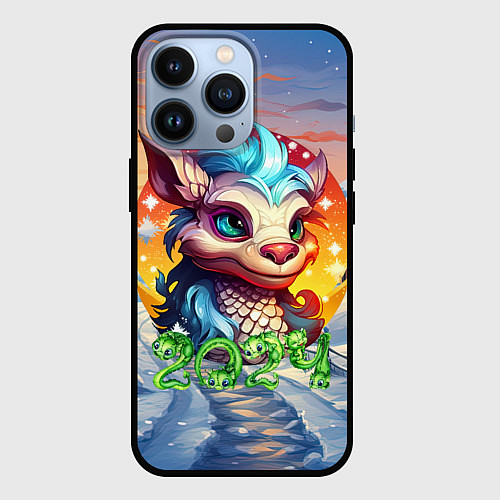 Чехол iPhone 13 Pro Новогодний дракон 2024 / 3D-Черный – фото 1