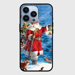 Чехол iPhone 13 Pro Дед Мороз в лесу с животными