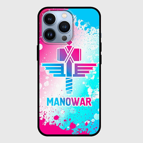 Чехол iPhone 13 Pro Manowar neon gradient style / 3D-Черный – фото 1