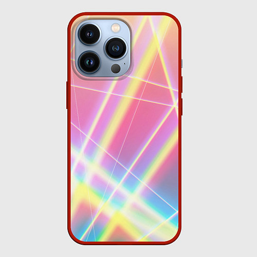 Чехол iPhone 13 Pro Хаотичные неоновые линии / 3D-Красный – фото 1
