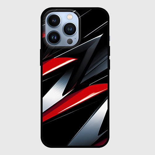 Чехол iPhone 13 Pro Red black abstract / 3D-Черный – фото 1