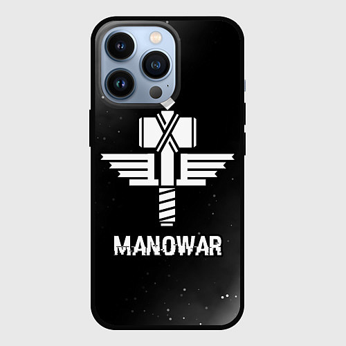 Чехол iPhone 13 Pro Manowar glitch на темном фоне / 3D-Черный – фото 1