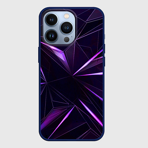 Чехол iPhone 13 Pro Фиолетовый хрусталь / 3D-Тёмно-синий – фото 1