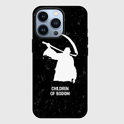 Чехол iPhone 13 Pro Children of Bodom glitch на темном фоне