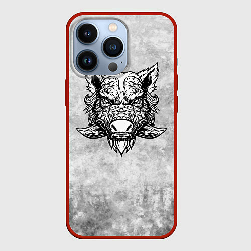 Чехол iPhone 13 Pro Texture - дикий секач / 3D-Красный – фото 1