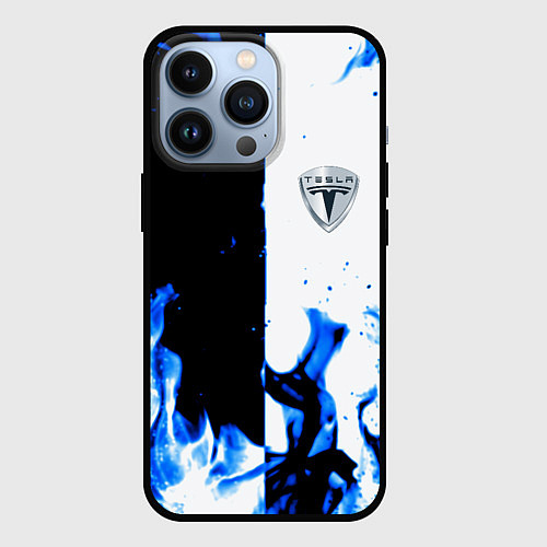 Чехол iPhone 13 Pro Tesla Elon Mask fire / 3D-Черный – фото 1