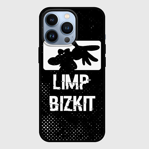 Чехол iPhone 13 Pro Limp Bizkit glitch на темном фоне / 3D-Черный – фото 1