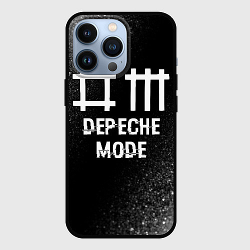 Чехол iPhone 13 Pro Depeche Mode glitch на темном фоне / 3D-Черный – фото 1