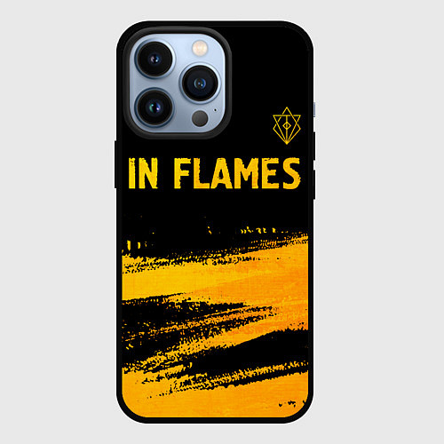 Чехол iPhone 13 Pro In Flames - gold gradient посередине / 3D-Черный – фото 1