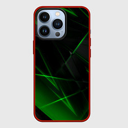 Чехол для iPhone 13 Pro Зелёные узоры текстура, цвет: 3D-красный
