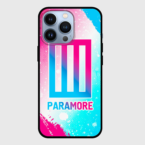 Чехол iPhone 13 Pro Paramore neon gradient style / 3D-Черный – фото 1