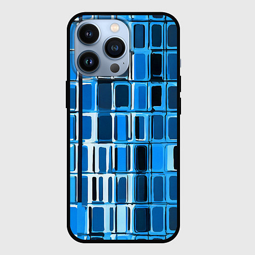 Чехол iPhone 13 Pro Синие прямоугольники / 3D-Черный – фото 1